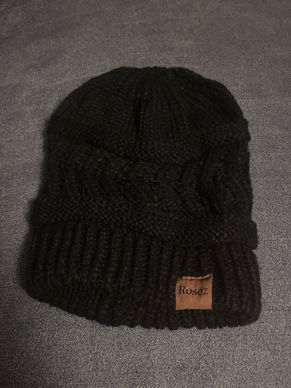 Black Cable-Knit Beanie Hat